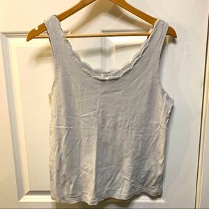J. Crew Scallop Tank Top - Light Gray